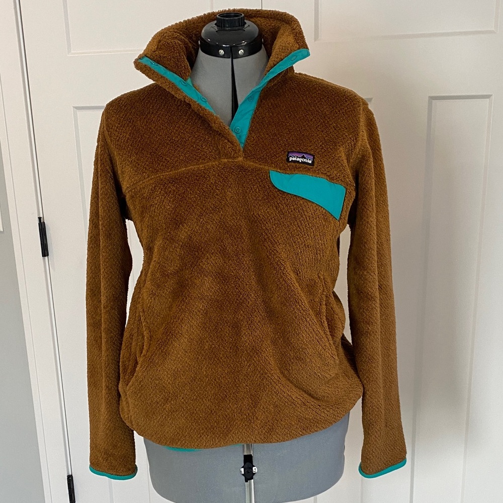 Patagonia Brown Fleece with Teal Trim